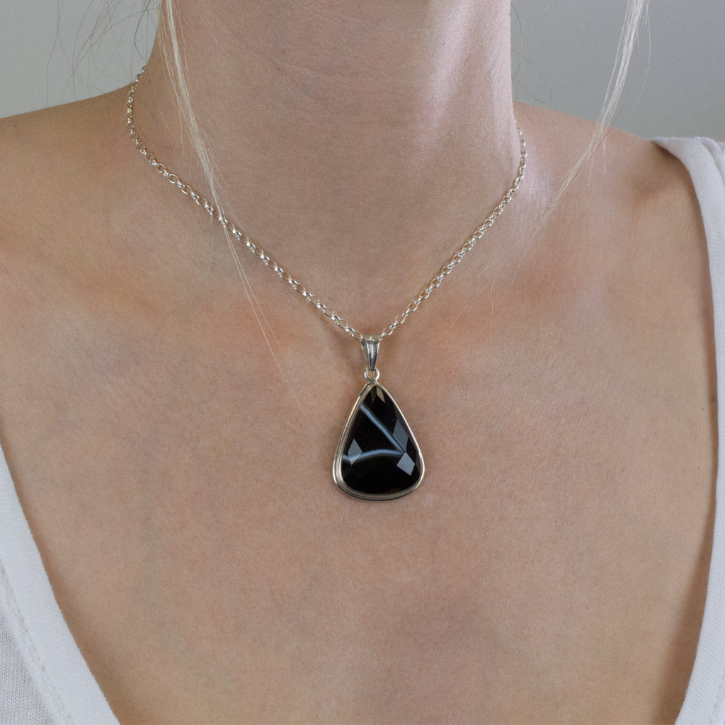 Faceted Banded Agate Necklace on Model