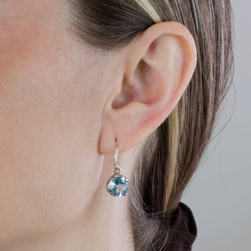 Blue Topaz Drop earrings on Model