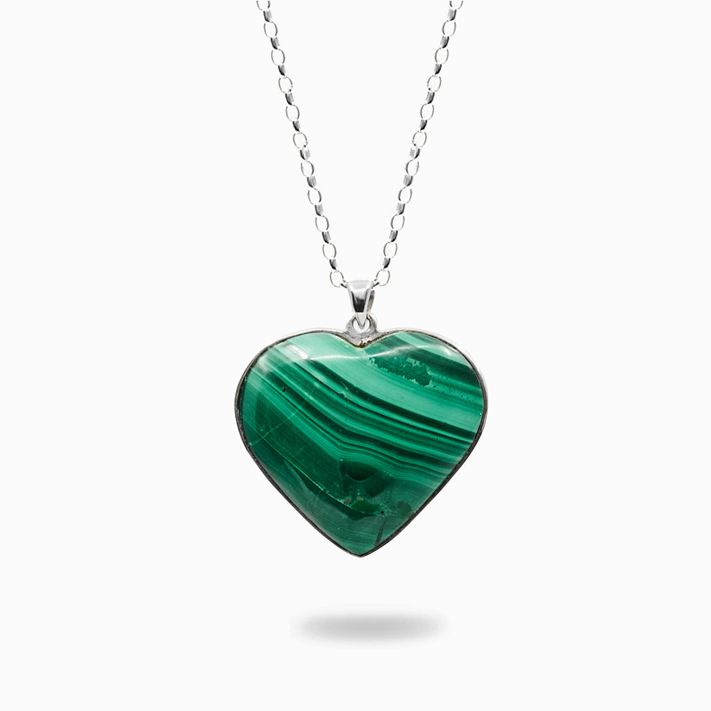 Cabochon heart Malachite necklace