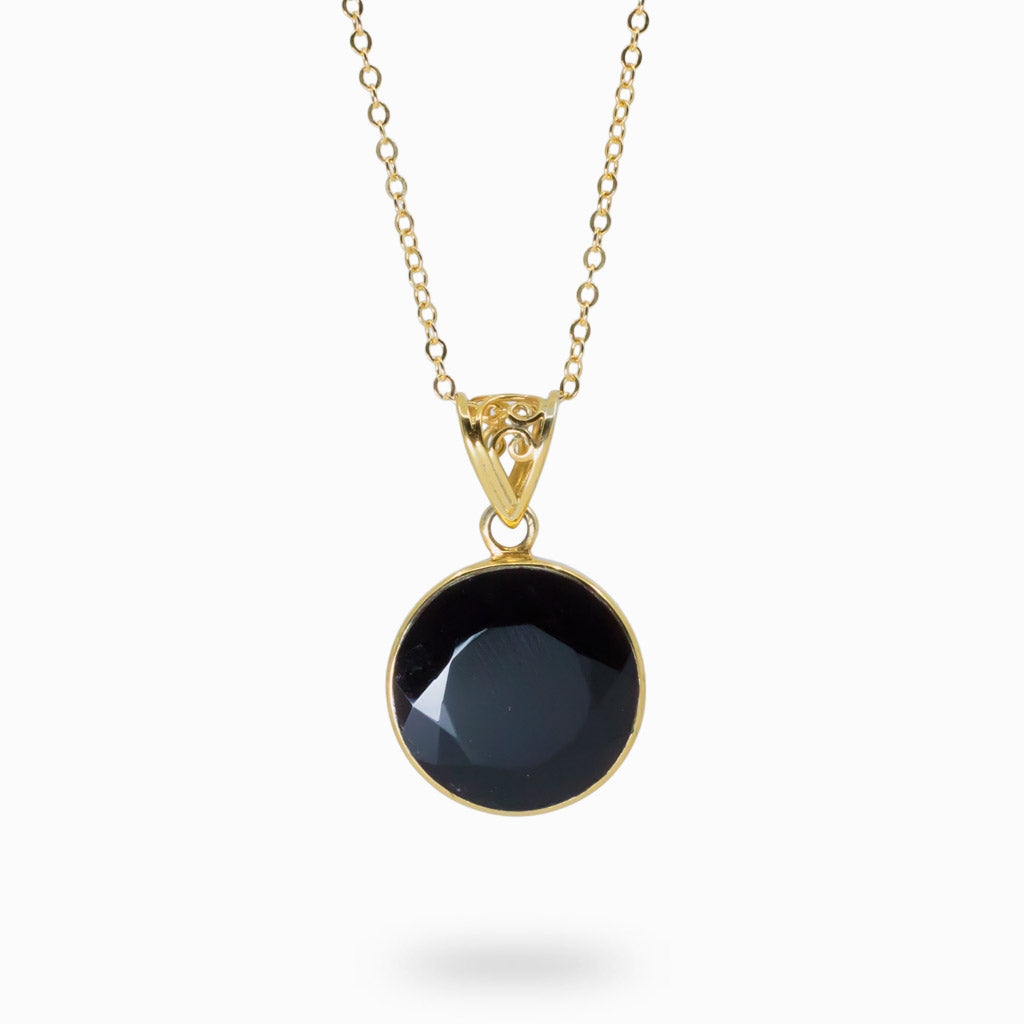faceted round Onyx necklace