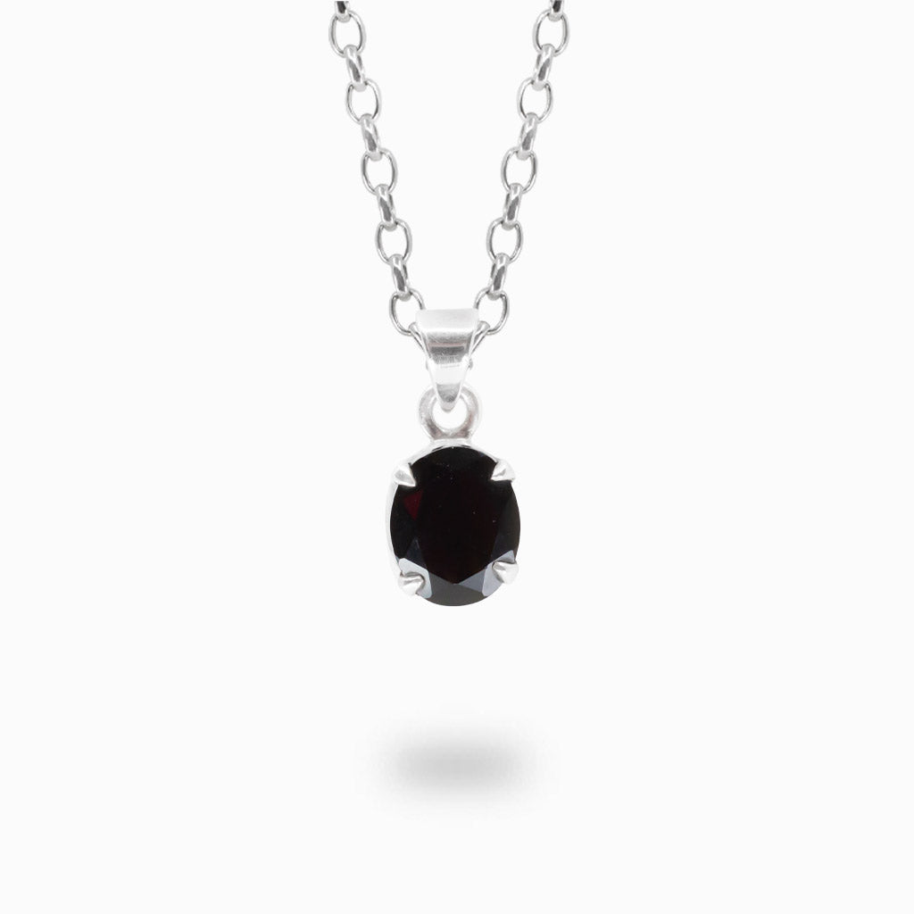 Faceted oval tektite necklace in sterling silver