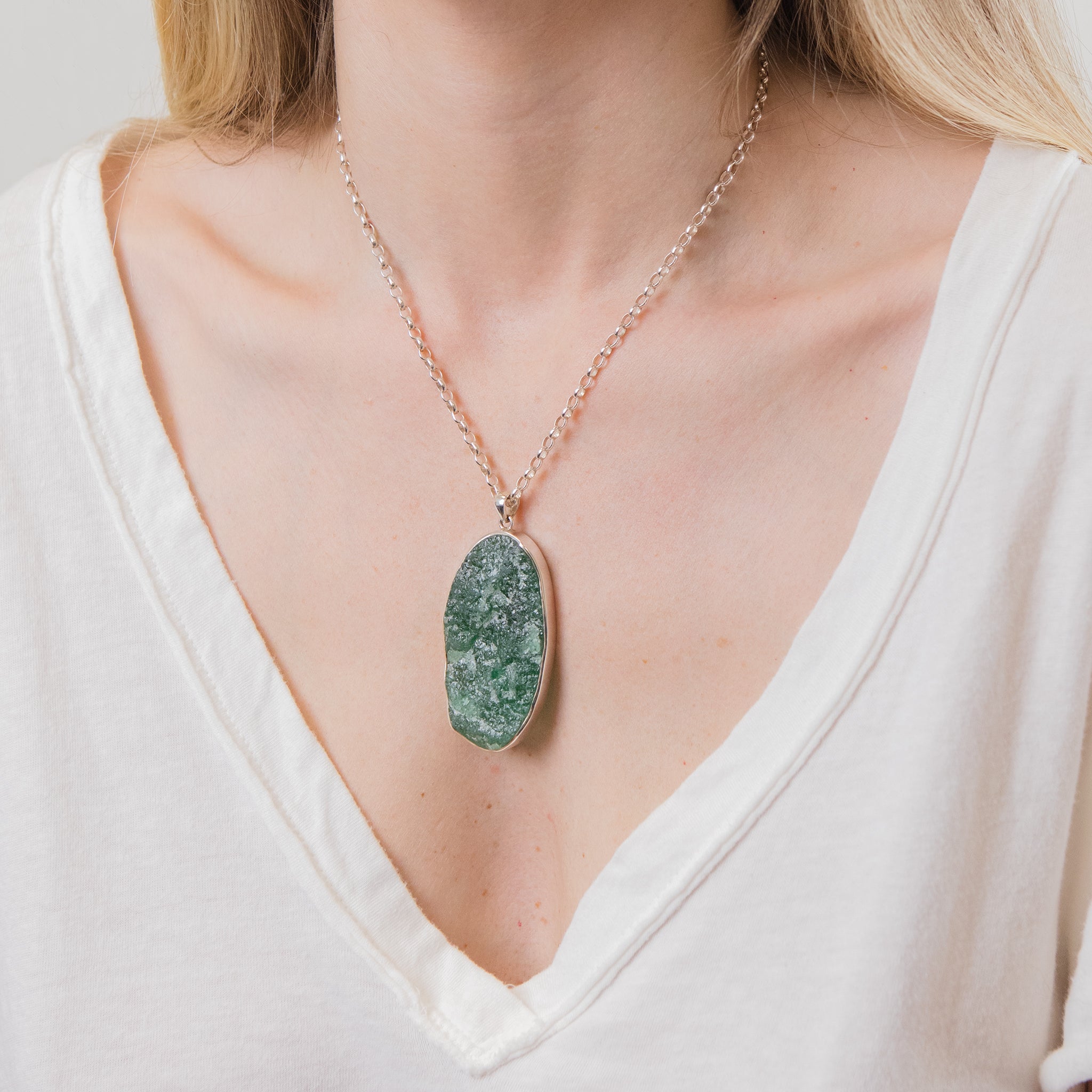 aventurine necklace ON MODEL
