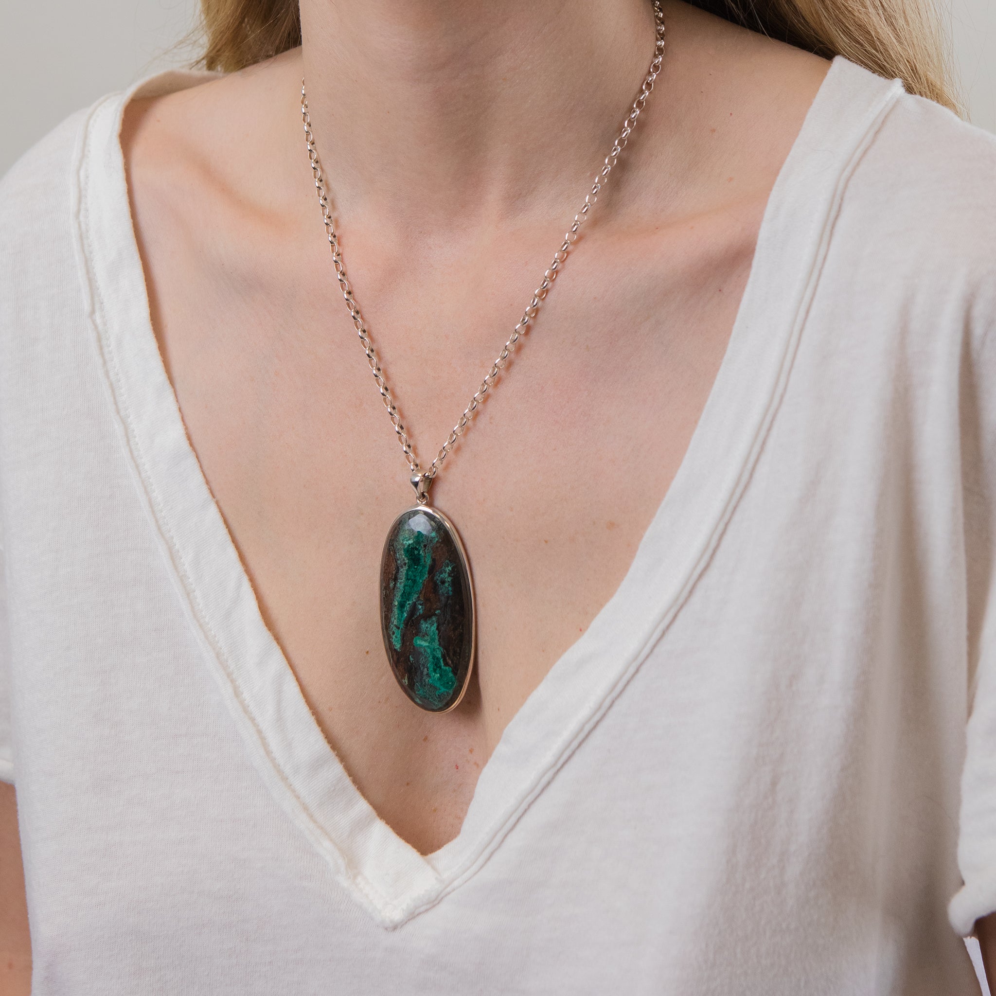 chrysocolla necklace ON MODEL