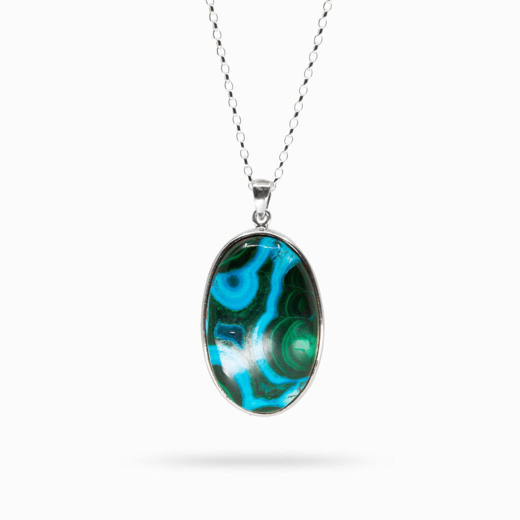 CHRYSOCOLLA MALACHITE OVAL NECKLACE