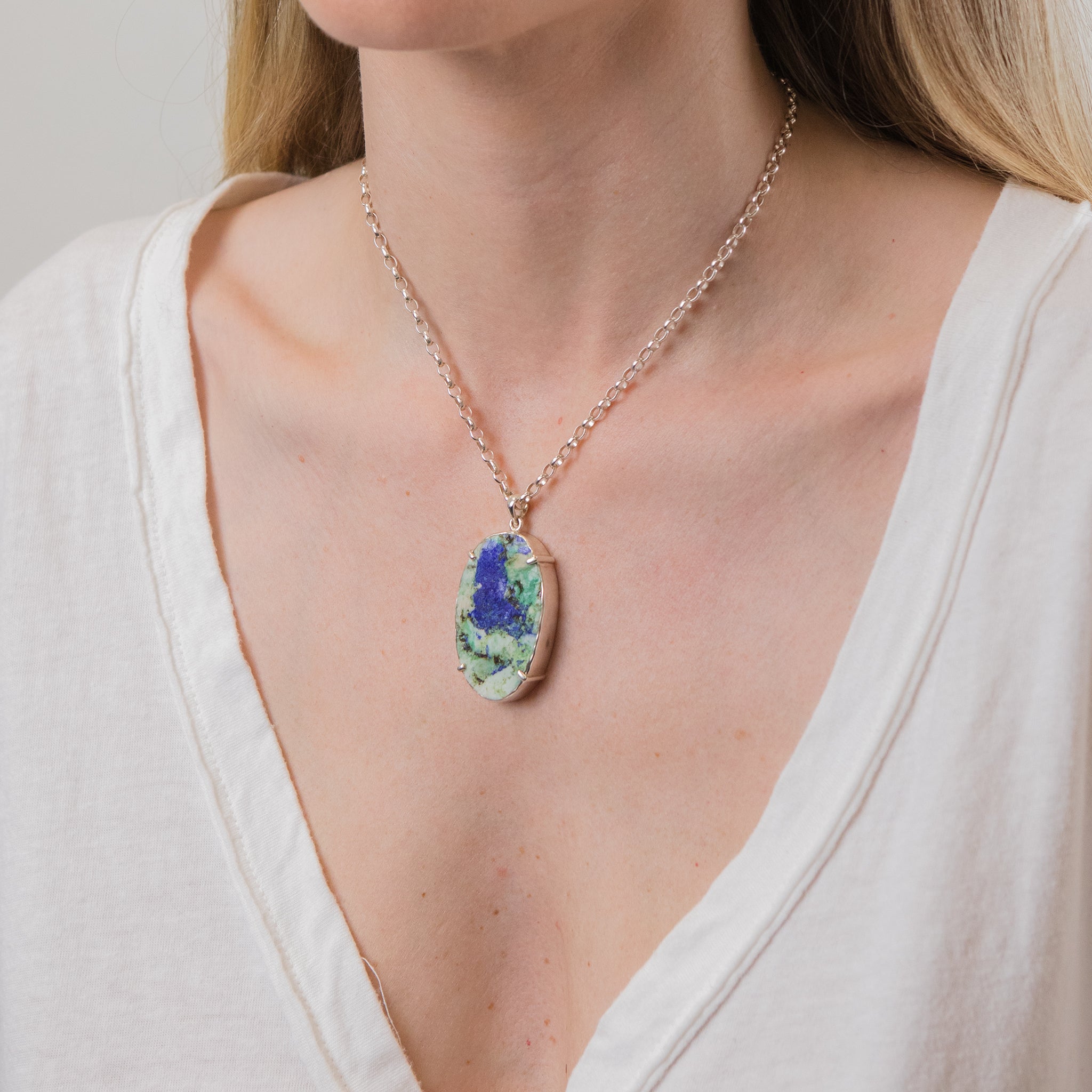 Azurite Necklace ON MODEL