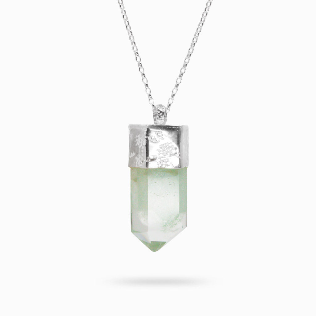 RAW CELADONITE PHANTOM QUARTZ NECKLACE