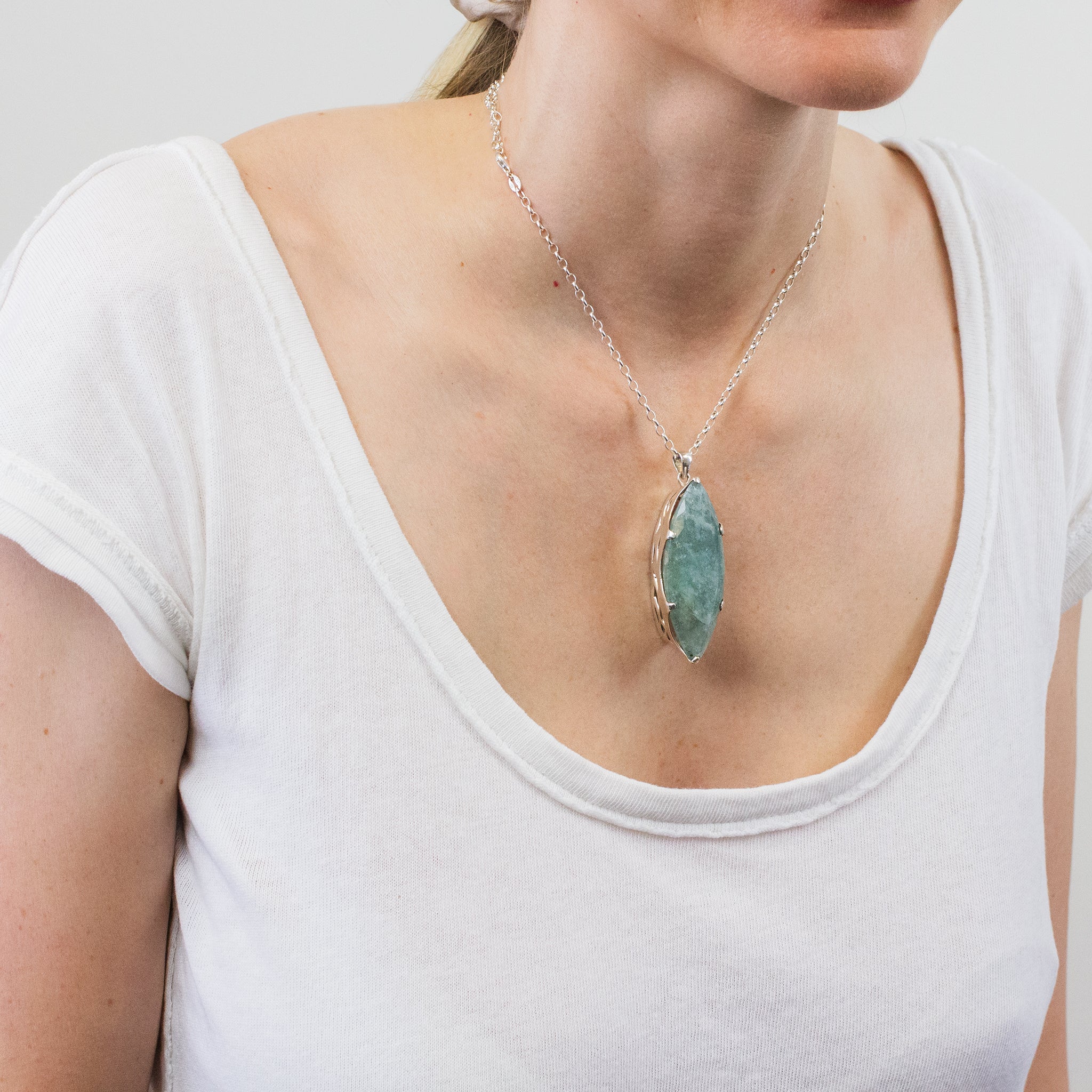 Aquamarine Necklace ON MODEL