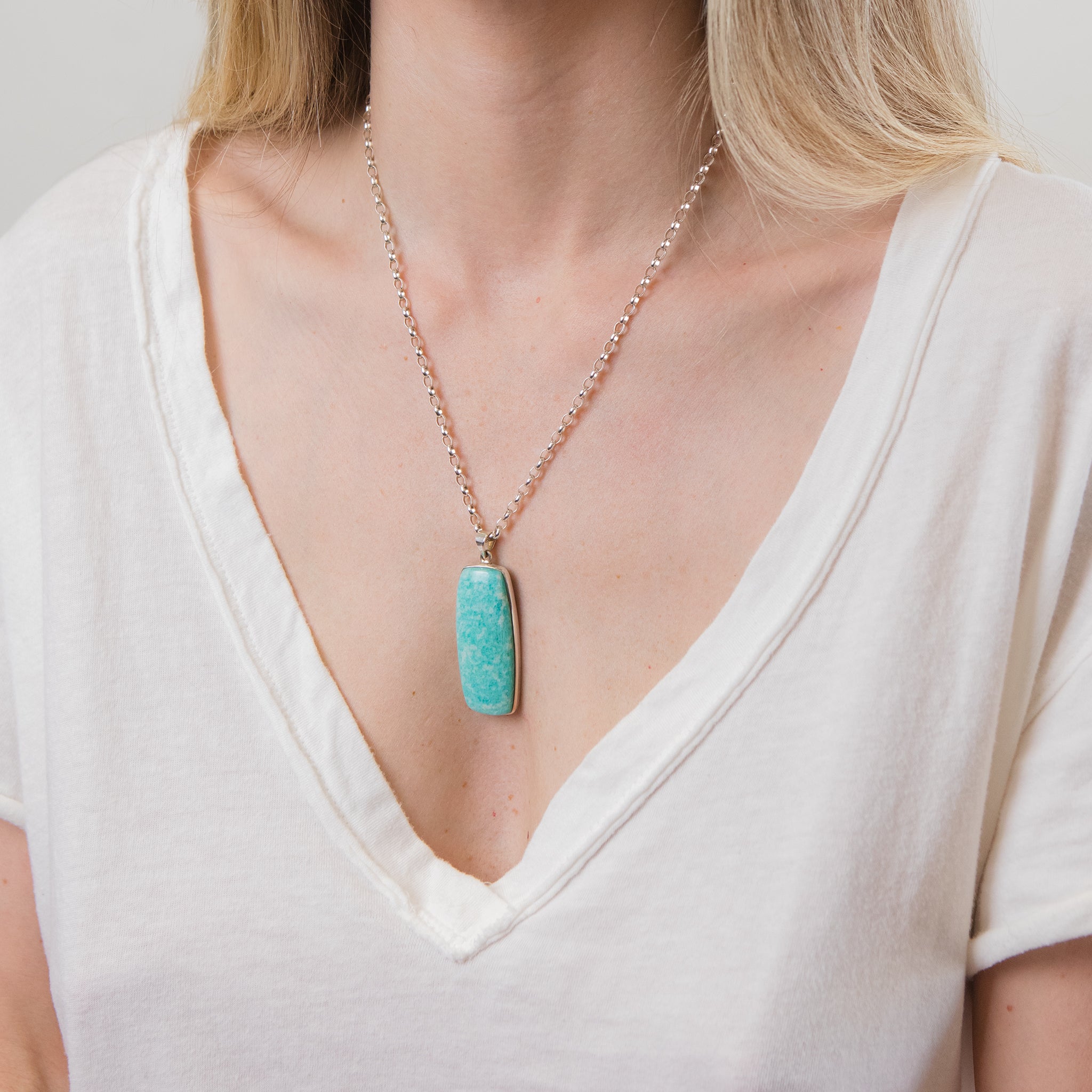 amazonite necklace ON MODEL