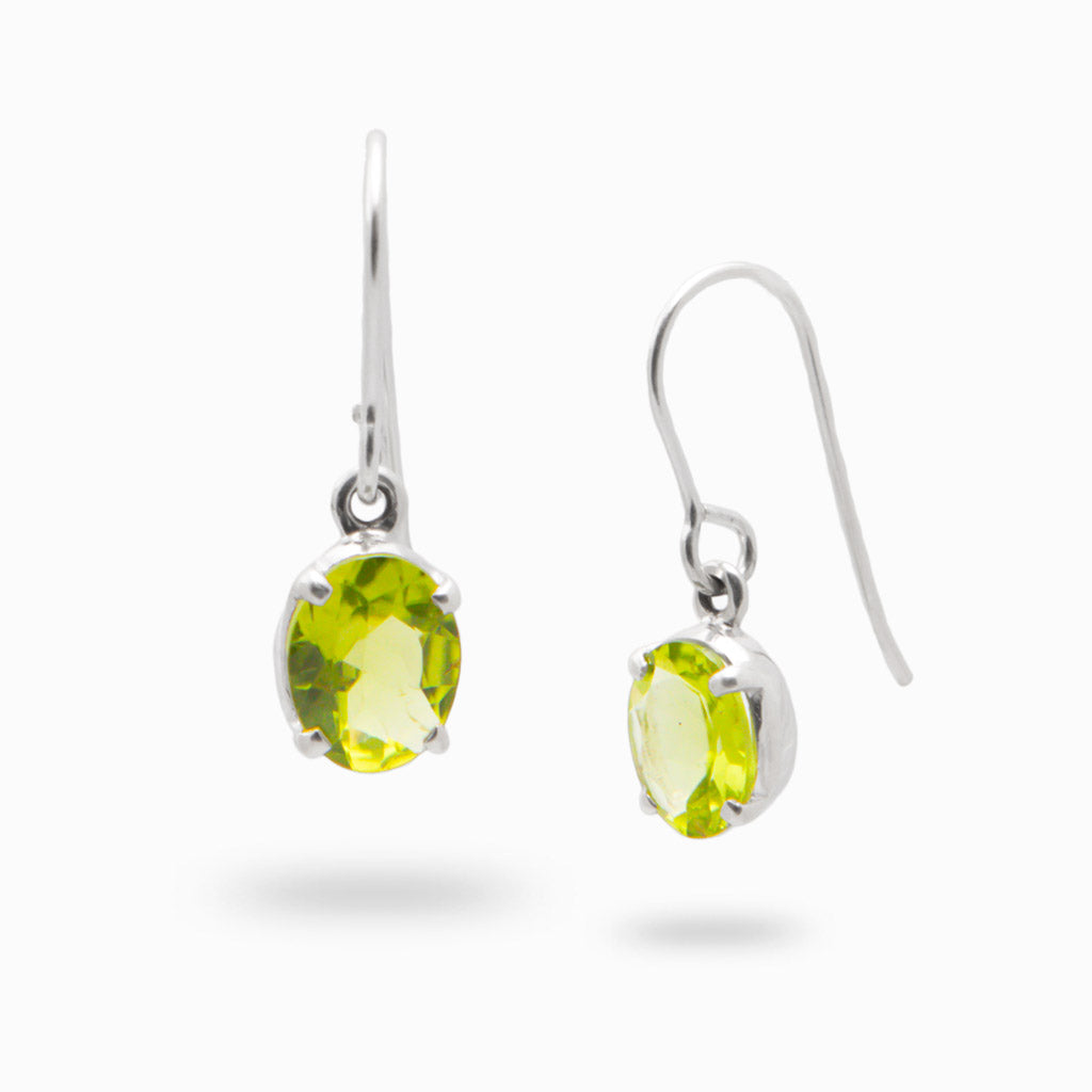 FACETED OVAL PERIDOT DROP EARRINGS