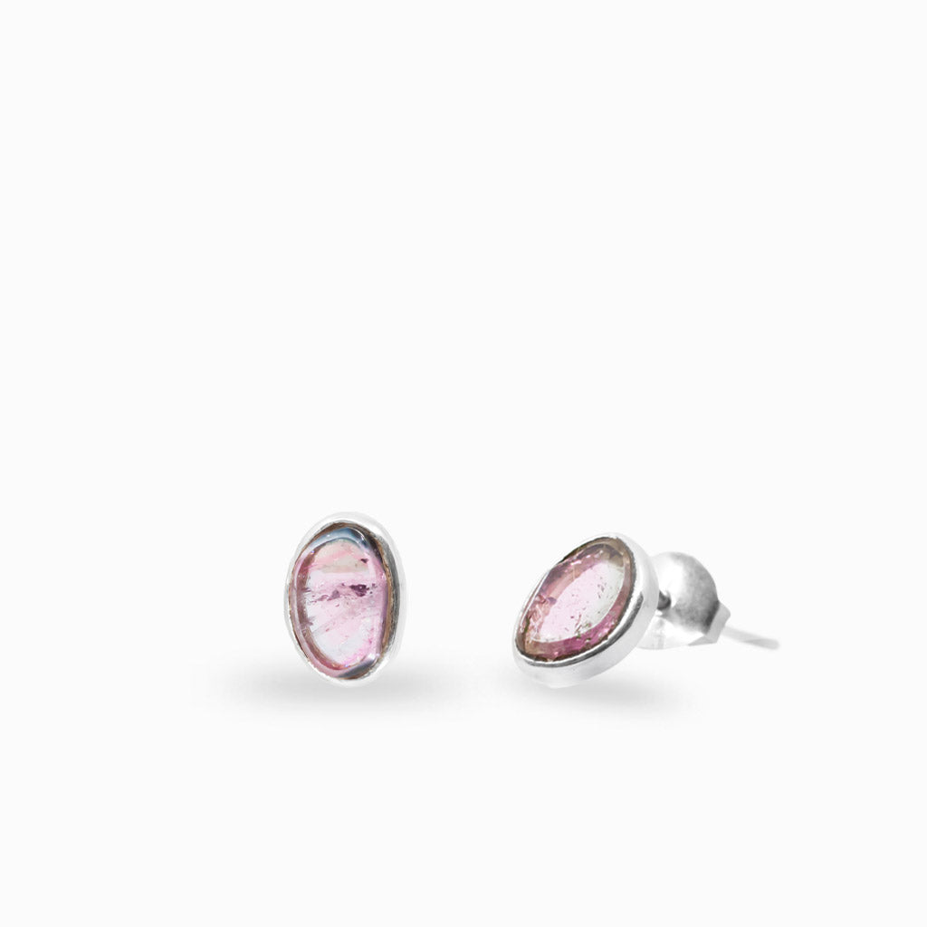 Watermelon Tourmaline Stud Earrings