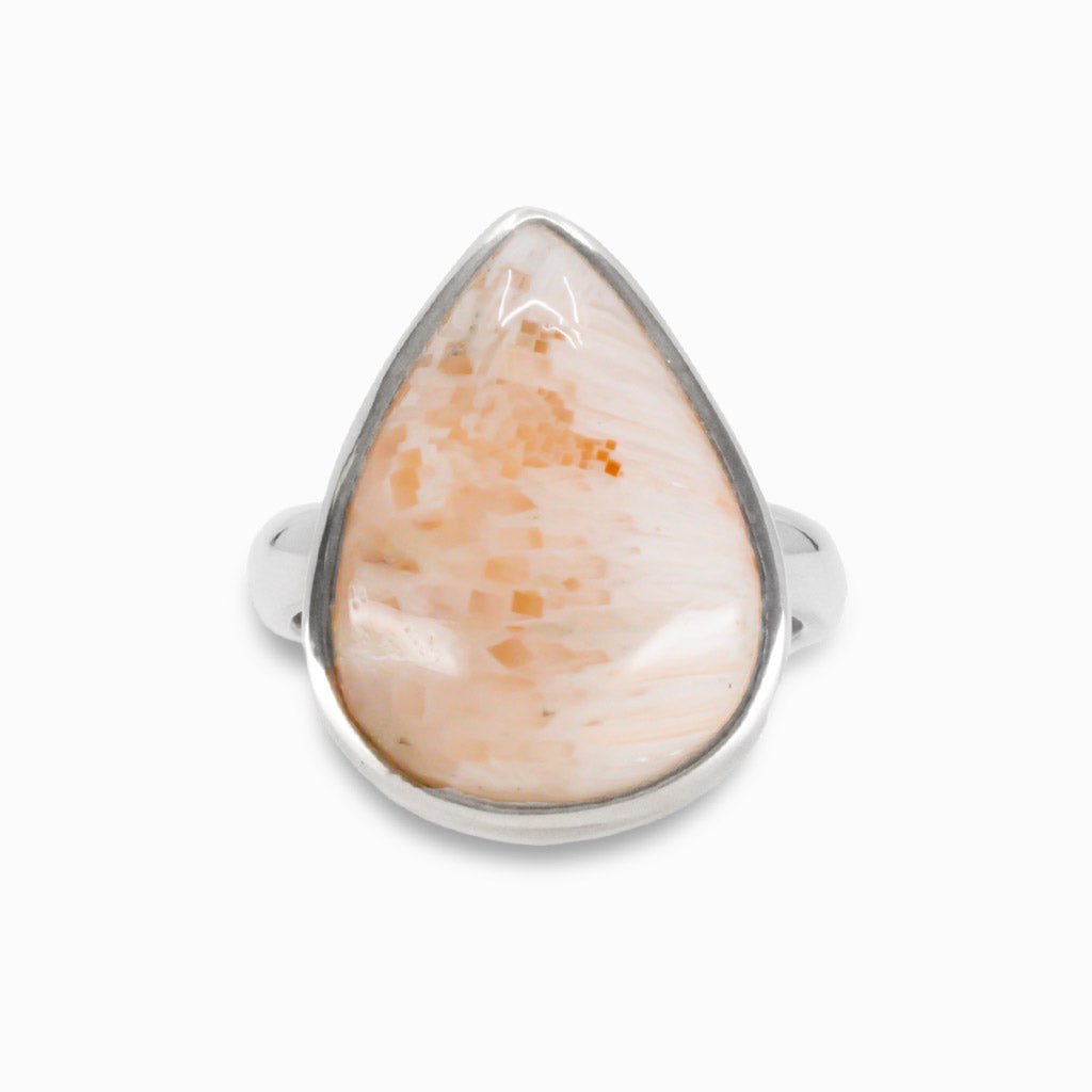 CABOCHON PINK SCOLECITE RING