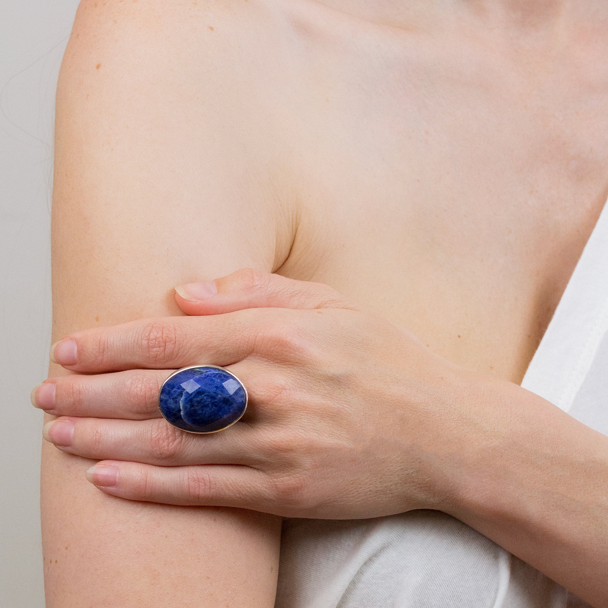 FACETED SODALITE RING