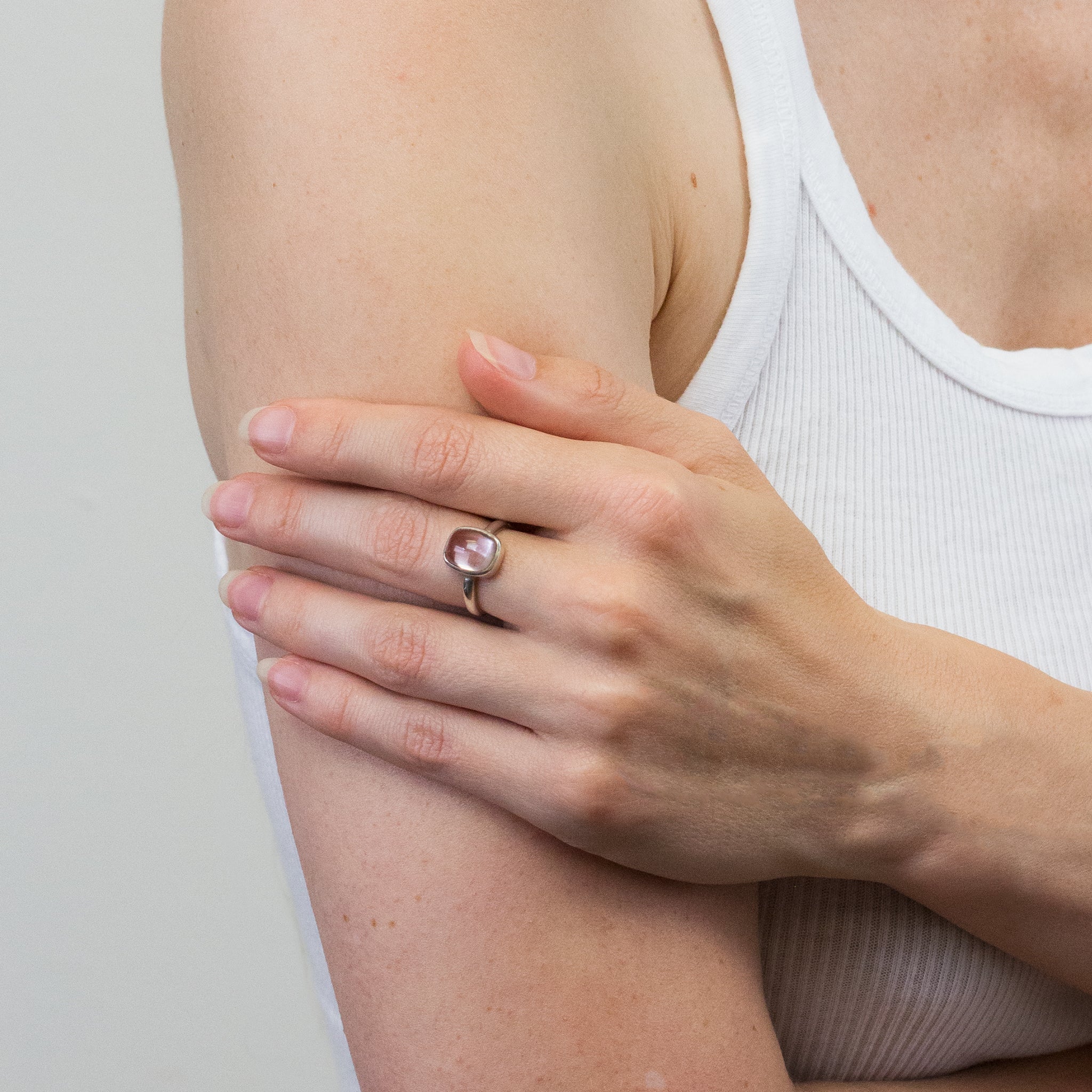 KUNZITE RING ON MODEL