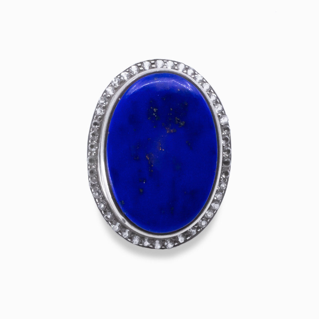 LAPIS LAZULI AND WHITE TOPAZ RING