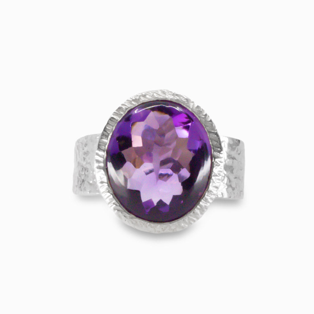 MIXED CUT AMETHYST RING