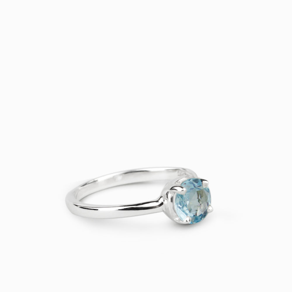 FACETED ROUND BLUE TOPAZ RING 