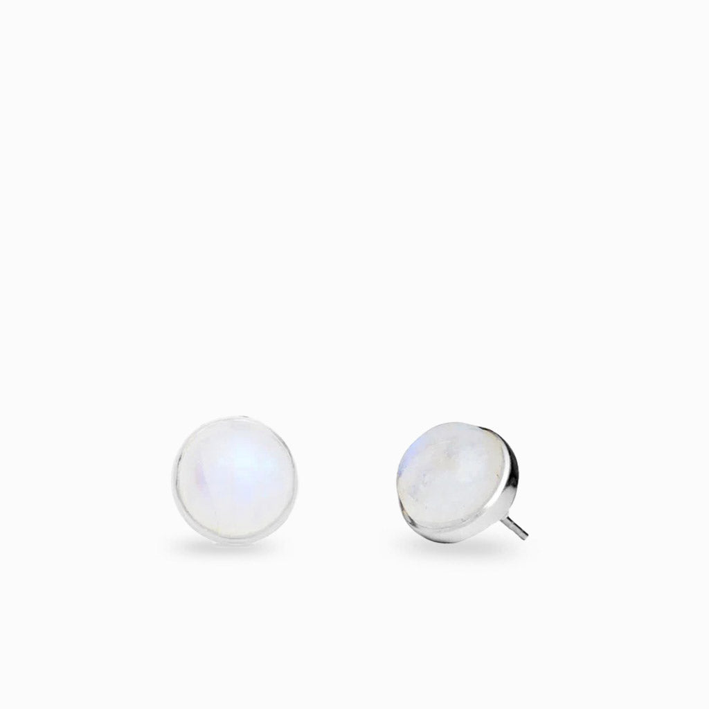 Rainbow Moonstone Stud Earrings