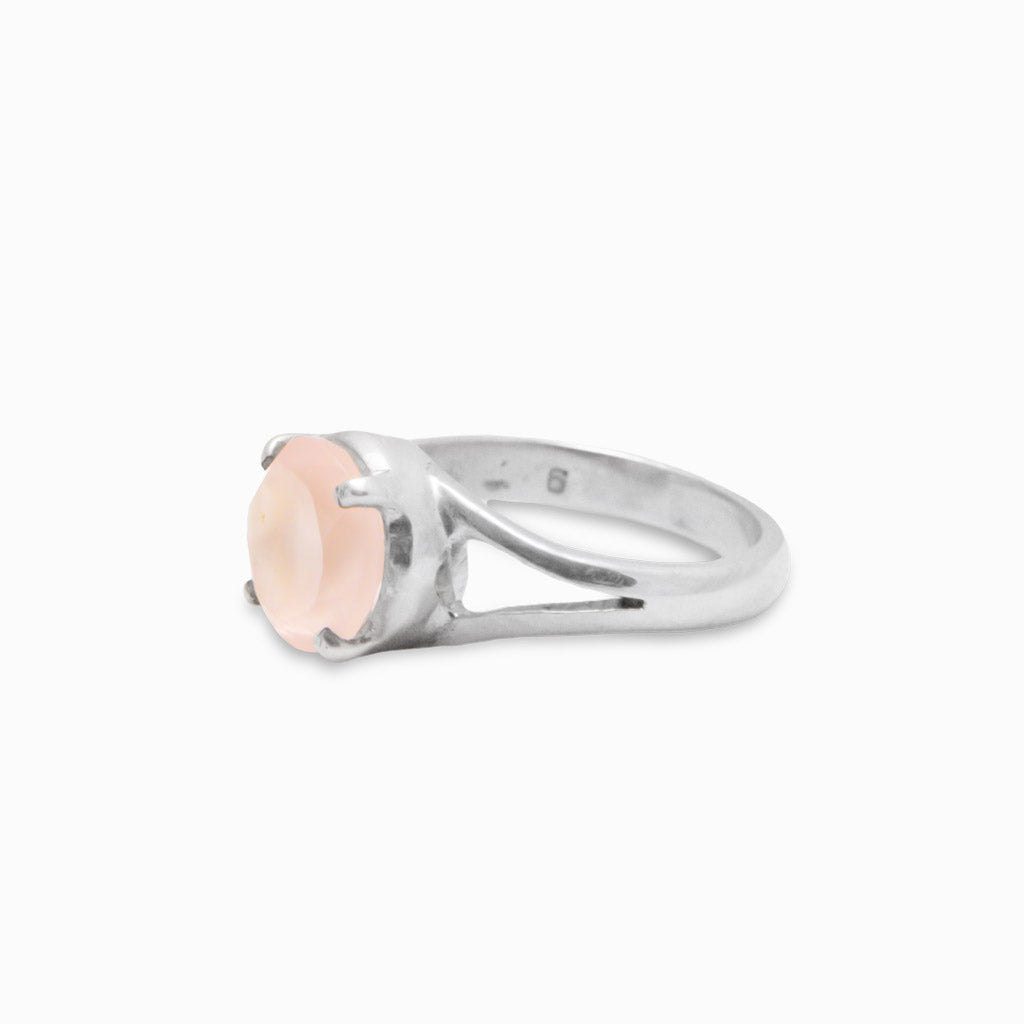 FACETED ROSE QUARTZ RING