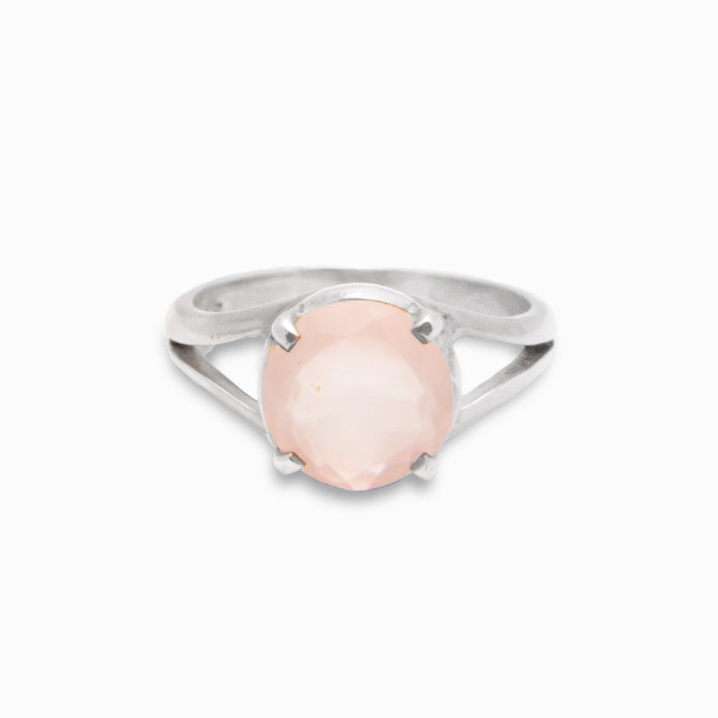 FACETED ROSE QUARTZ RING