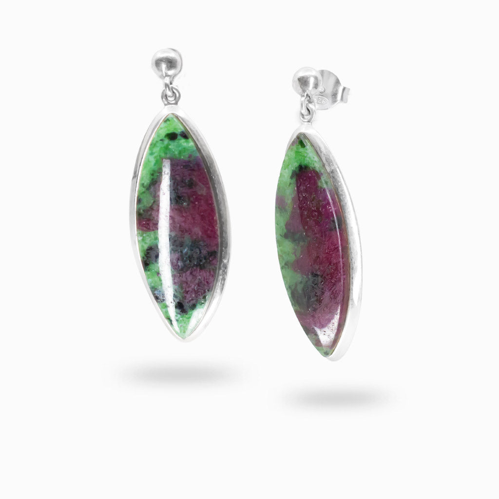 Ruby Zoisite Stud Drop Earrings