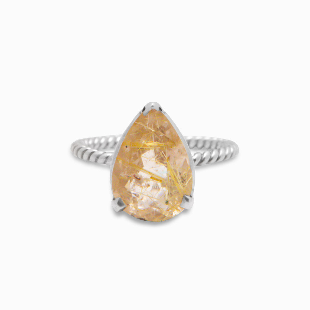 FACETED RUTILATED QUARTZ RING