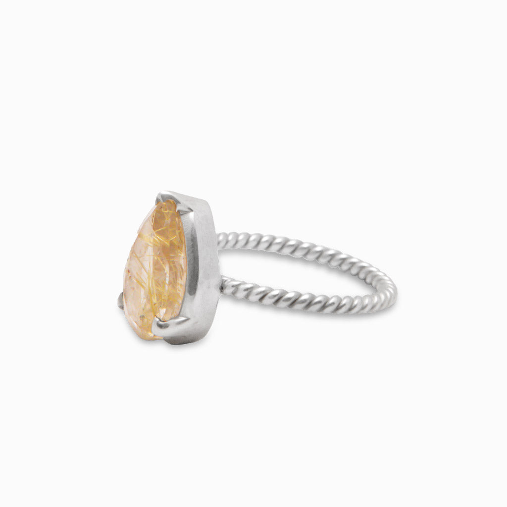 FACETED RUTILATED QUARTZ RING