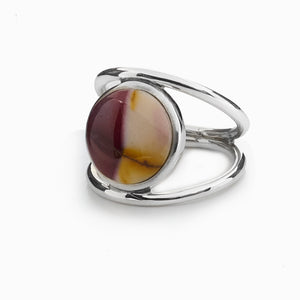 Cabochon round Mookaite ring