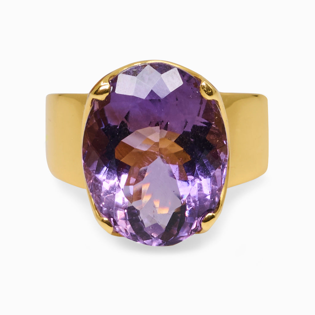 FACETED OVAL AMETHYST RING