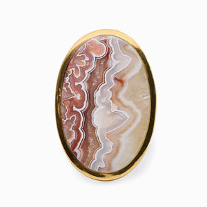 OVAL CABOCHON CRAZY LACE AGATE RING