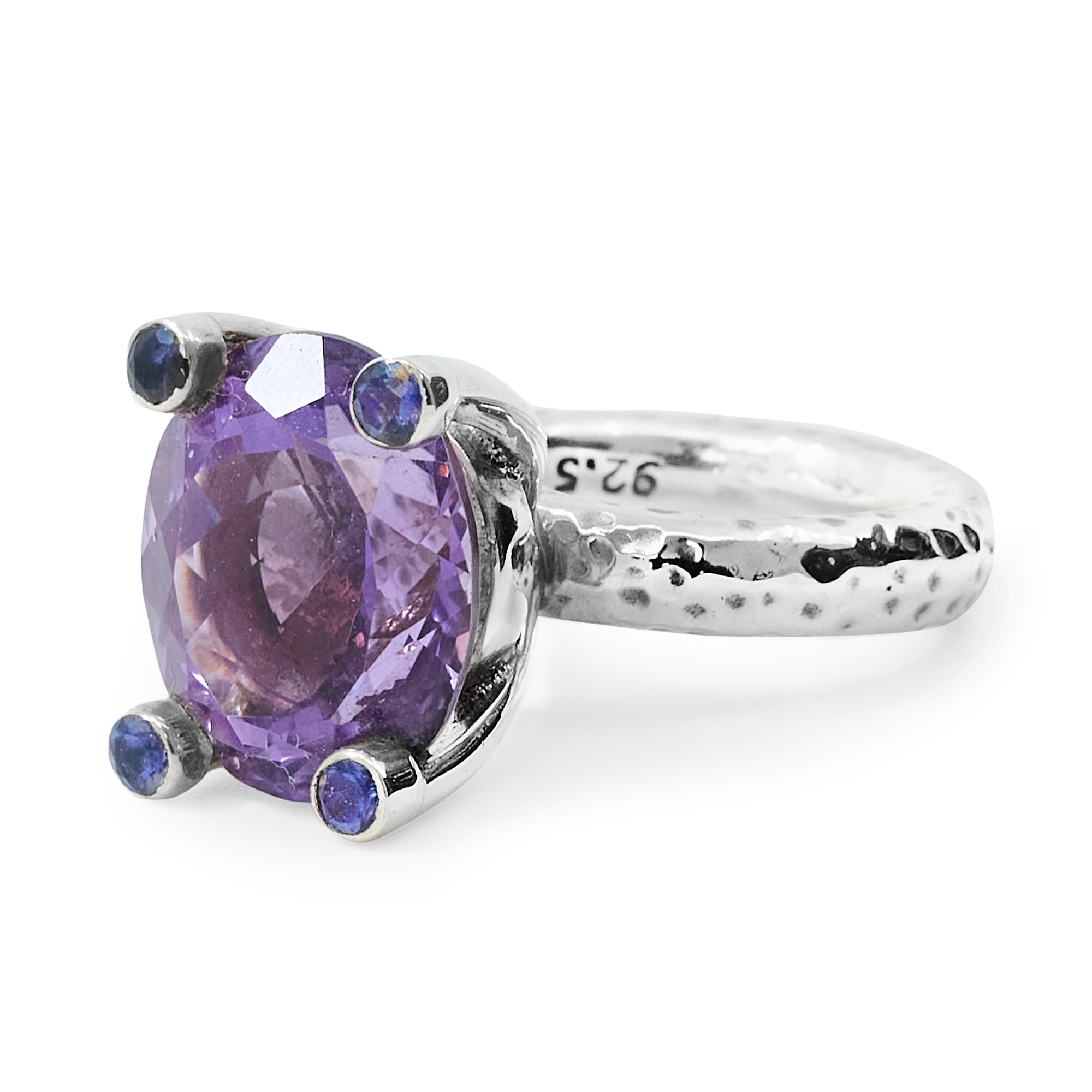 Faceted Oval/Round Amethyst and Iolite ring