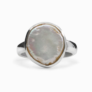 Pearlescent Oval raw Pearl Ring