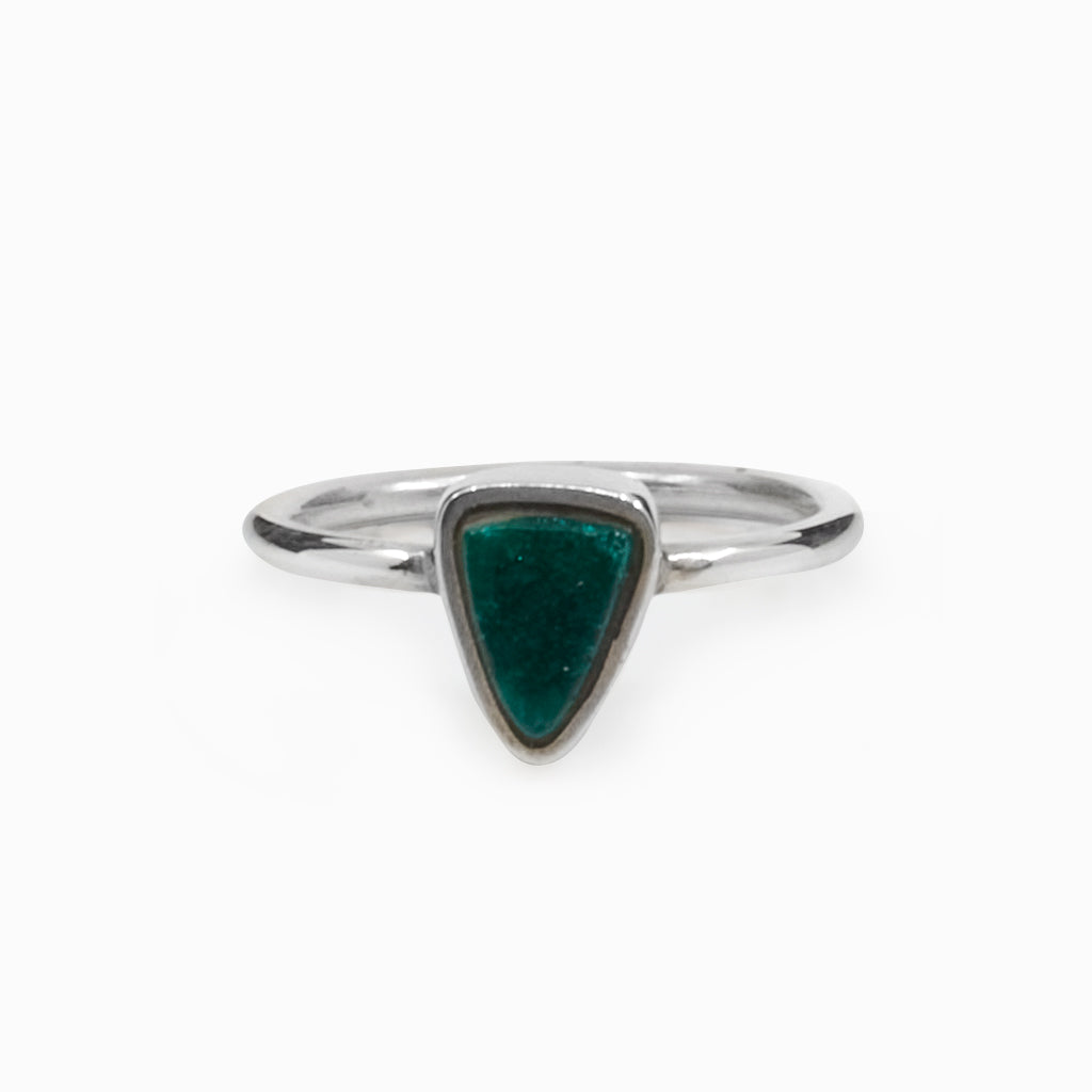 Cabochon Triangle Dioptase ring