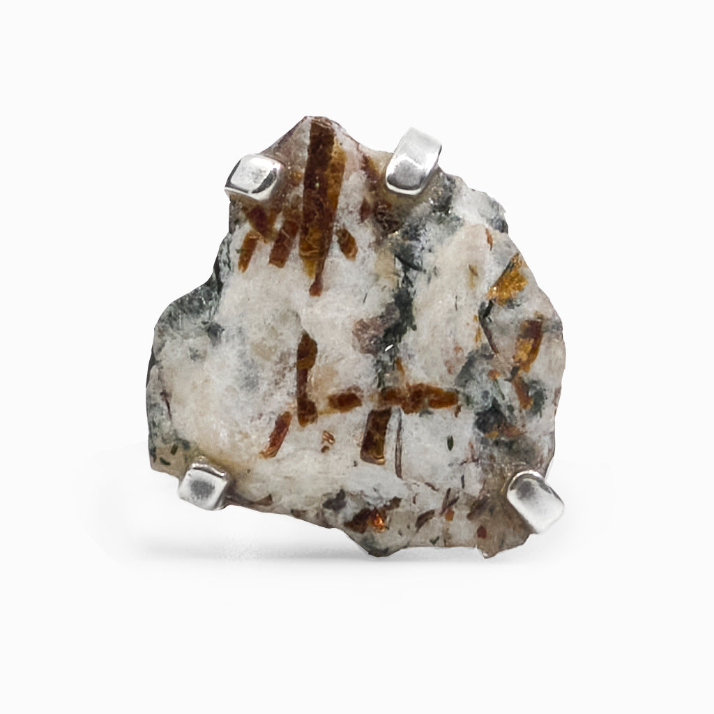 Raw multi-colored Astrophyllite ring front