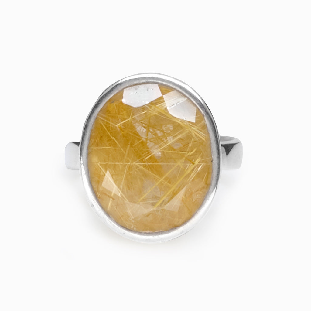 Faceted Oval Rutilated Quartz ring