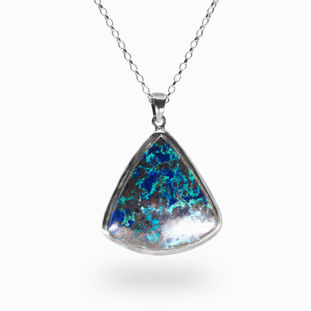 CABOCHON SHATTUCKITE TRIANGLE STERLING SILVER MADE IN EARTH