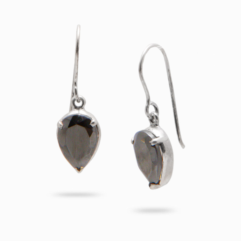 FACETED TEAR HEMATITE EARRINGS