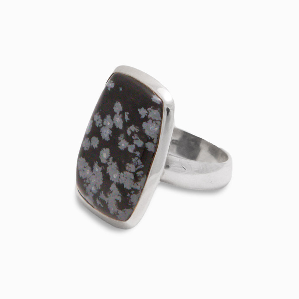 SNOWFLAKE OBSIDIAN RING