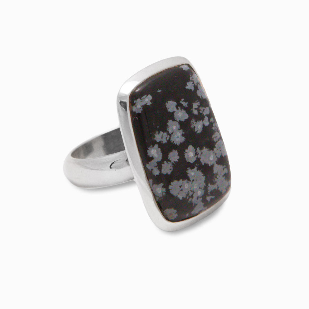 SNOWFLAKE OBSIDIAN RING