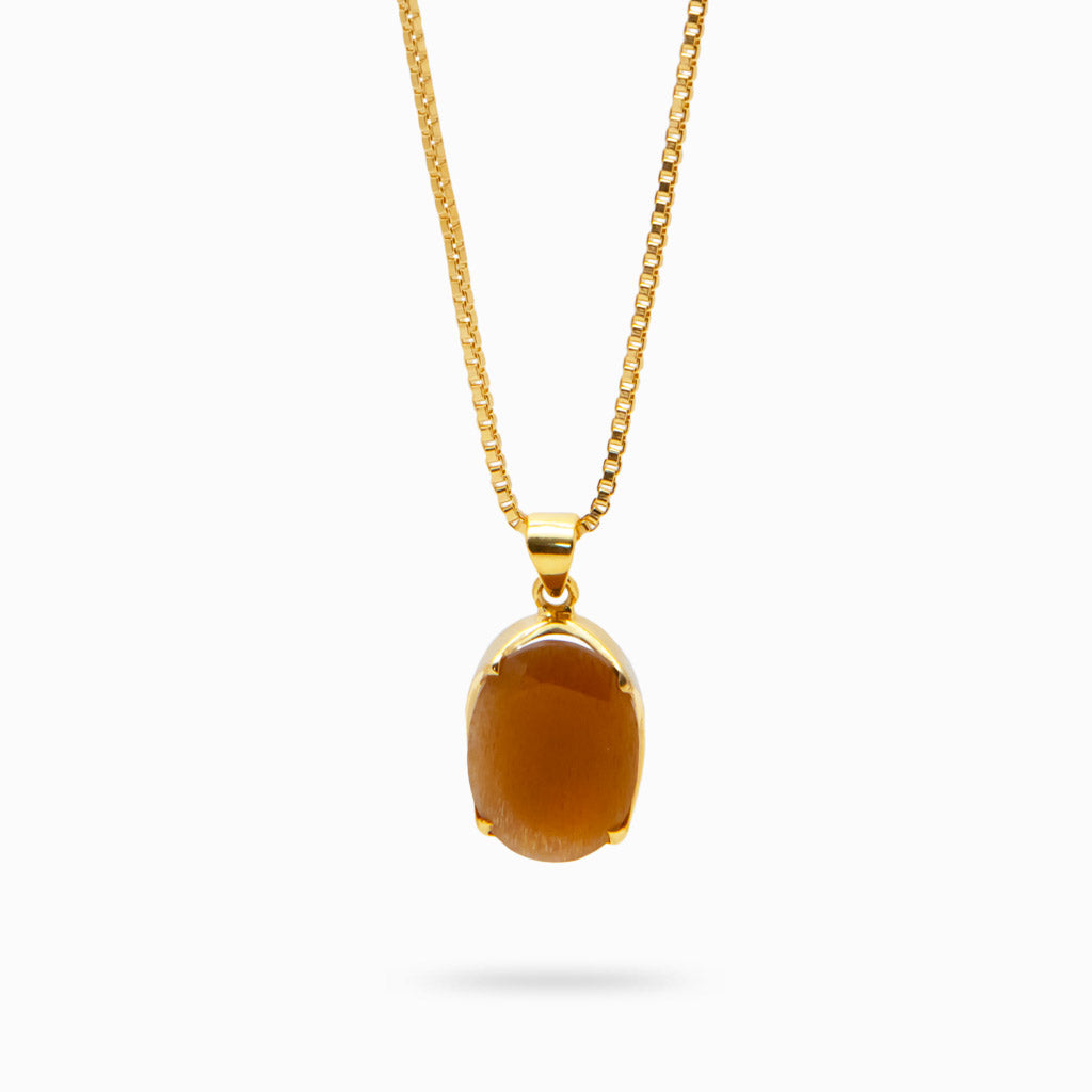 FACETED SUNSTONE NECKLACE WITH YELLOW GOLD VERMEIL FINISH