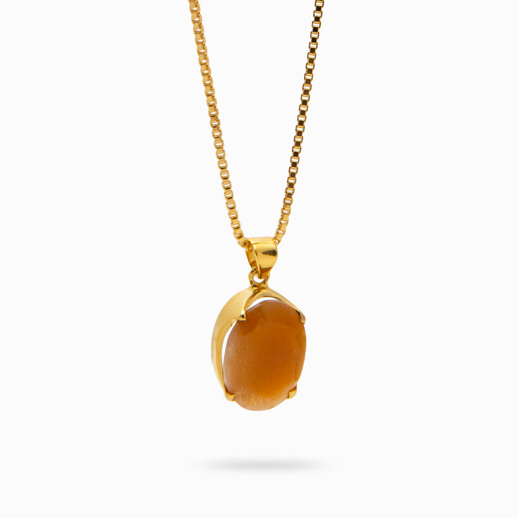 FACETED SUNSTONE NECKLACE WITH YELLOW GOLD VERMEIL FINISH