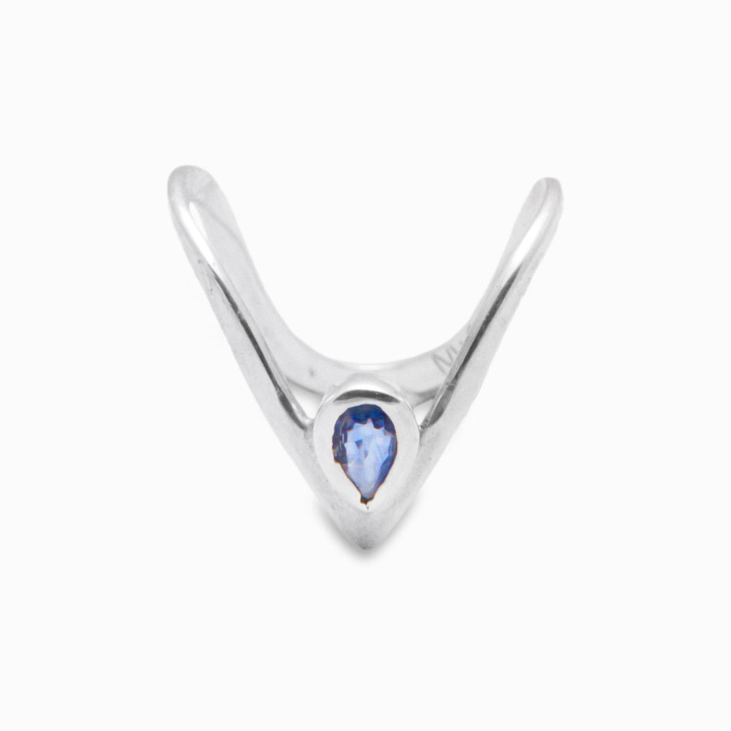 FACETED TEAR SAPPHIRE RING