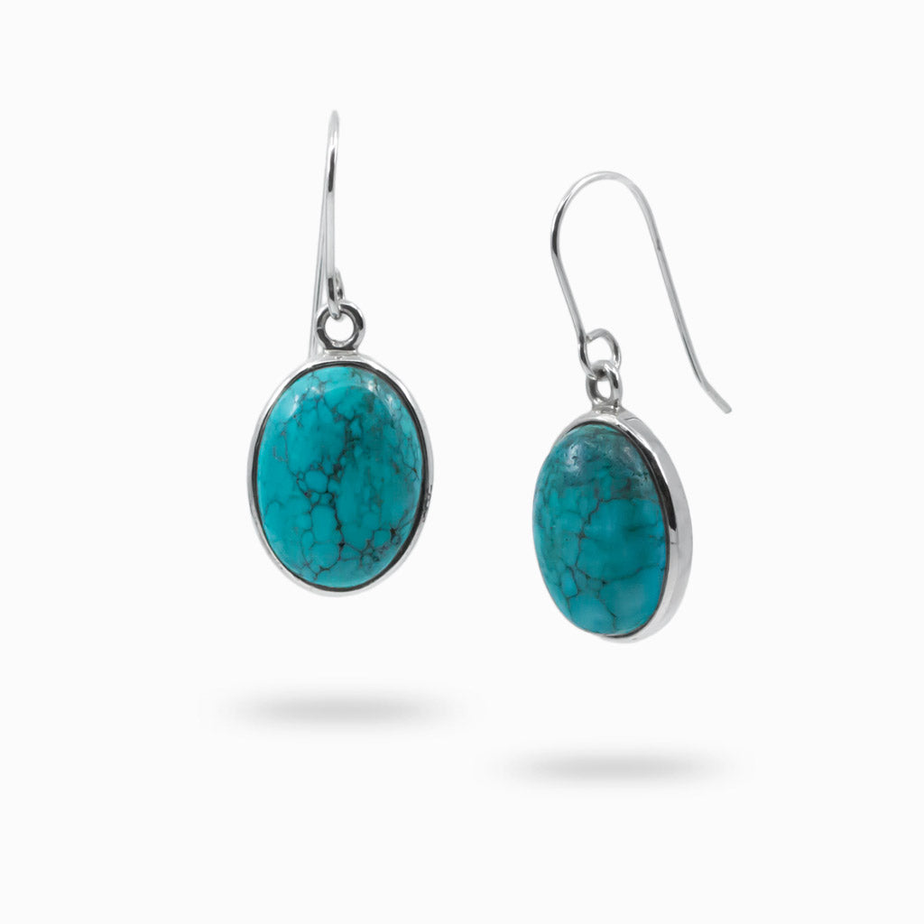 cabochon oval Turquoise drop earrings