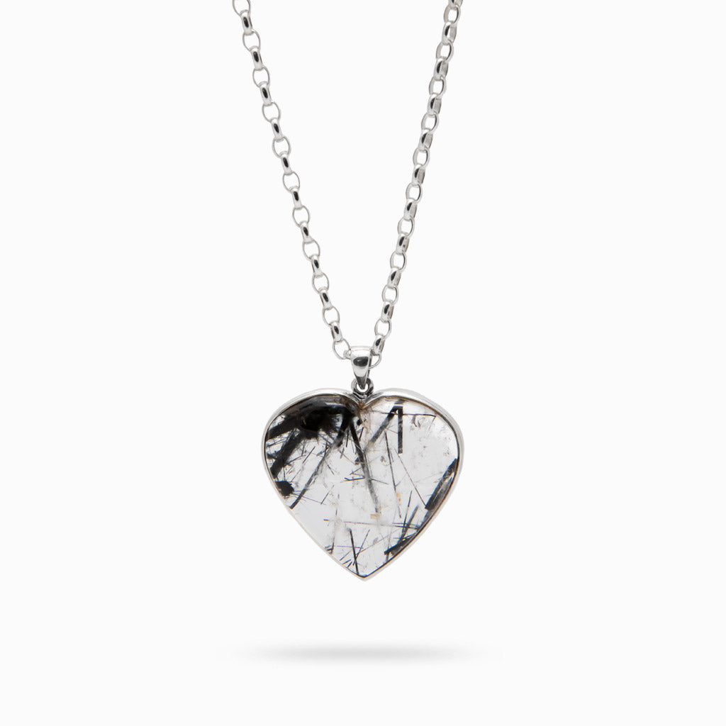 TOURMALINATED QUARTZ HEART NECKLACE 