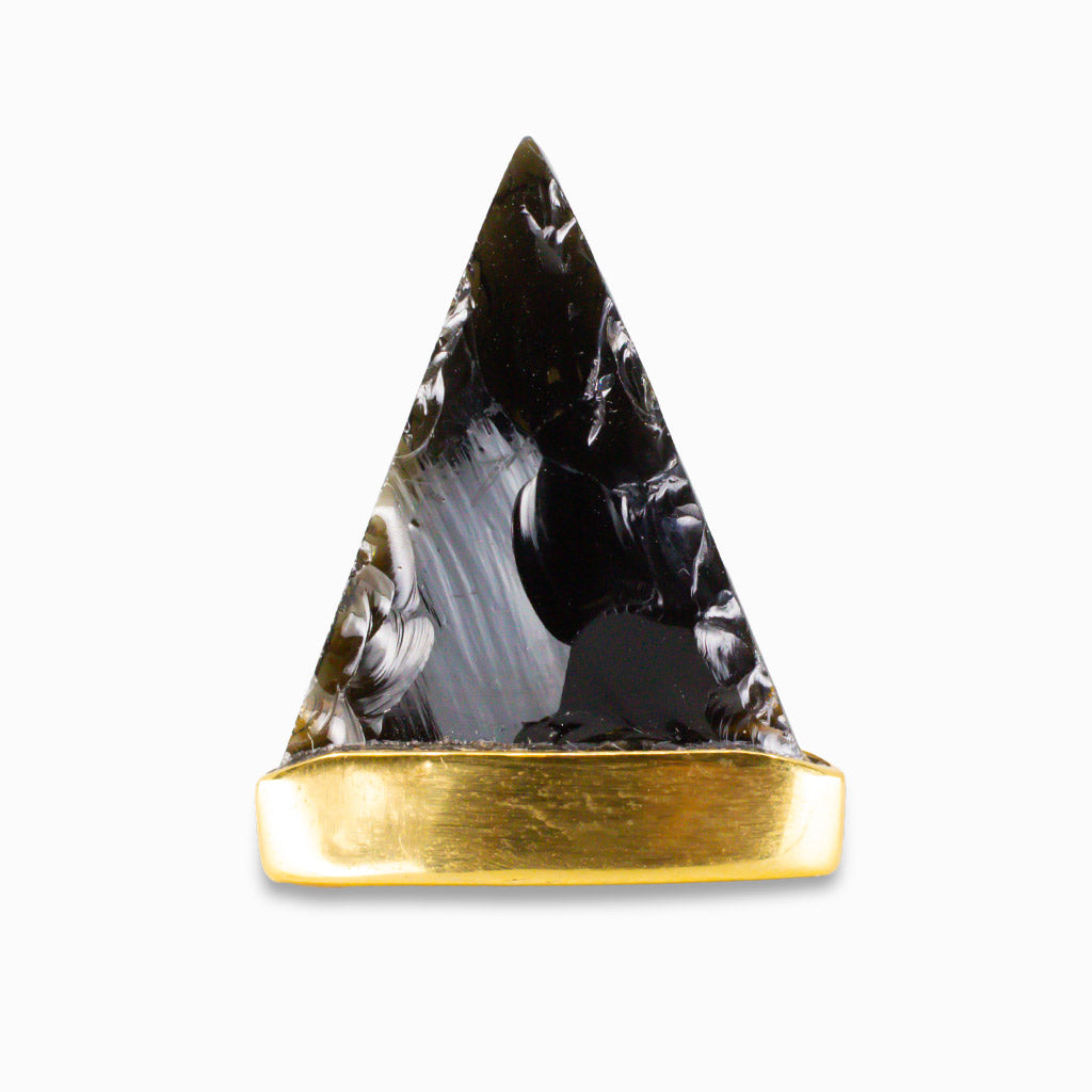 APACHE TEAR OBSIDIAN RING IN YELLOW GOLD VERMEIL FINISH