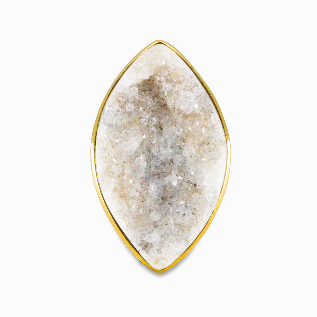 AGATE DRUZY RING IN YELLOW GOLD VERMEIL FINISH