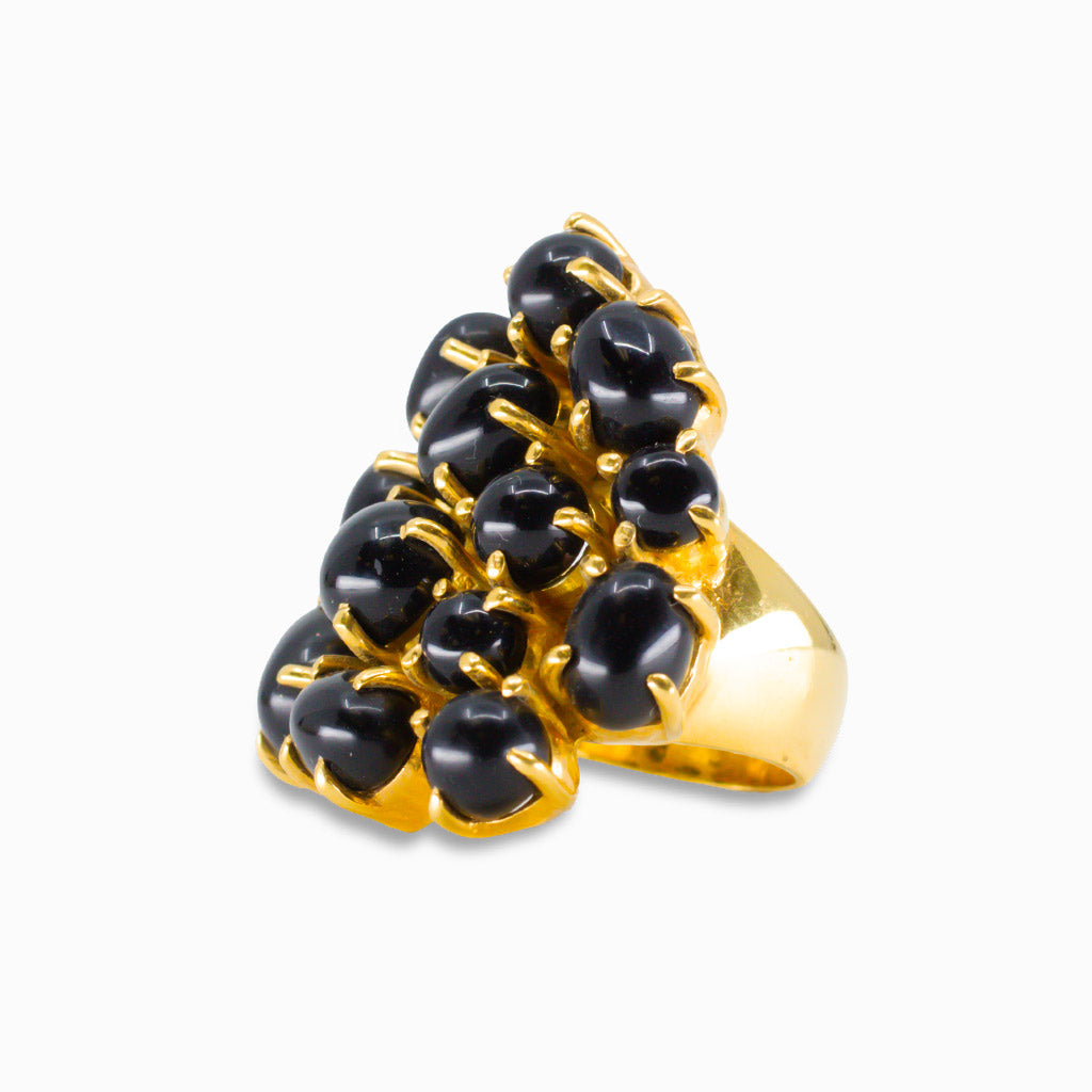 CABOCHON ONYX RING IN GOLD VERMEIL FINISH