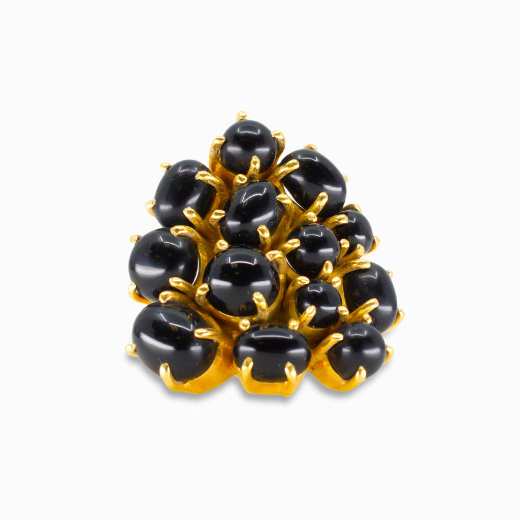 CABOCHON ONYX RING IN GOLD VERMEIL FINISH