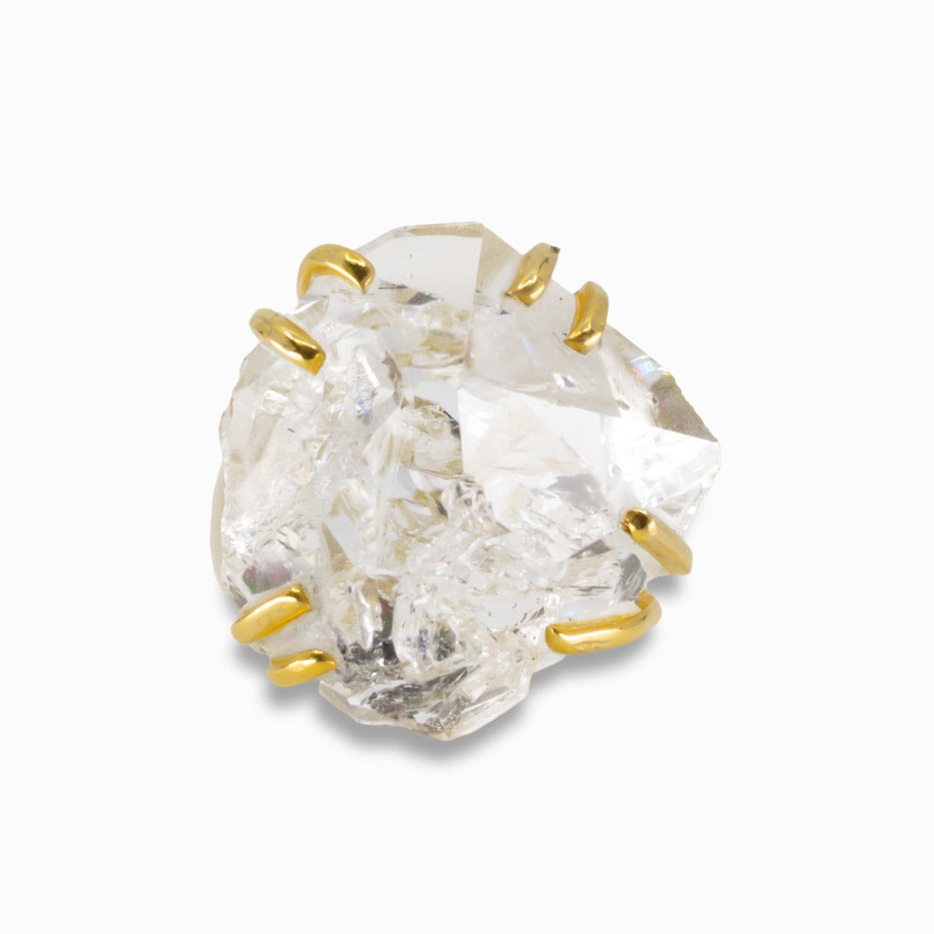 RAW HERKIMER DIAMOND RING IN YELLOW GOLD VERMEIL FINISH