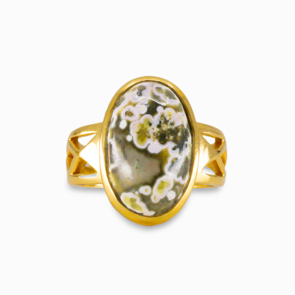 OCEAN SPRAY AGATE IN YELLOW GOLD VERMEIL FINISH