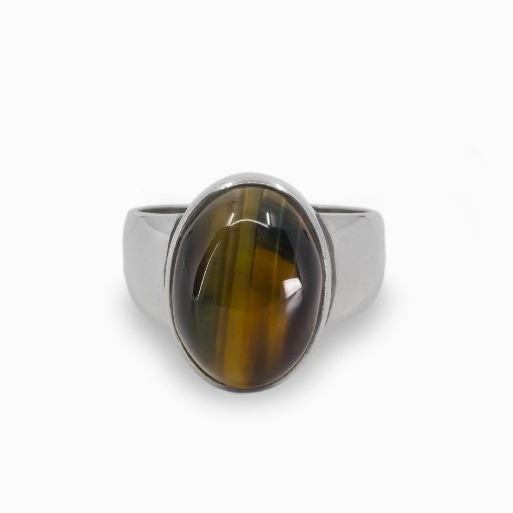 Hawks Eye Cabochon Ring in Sterling Silver Made in Earth